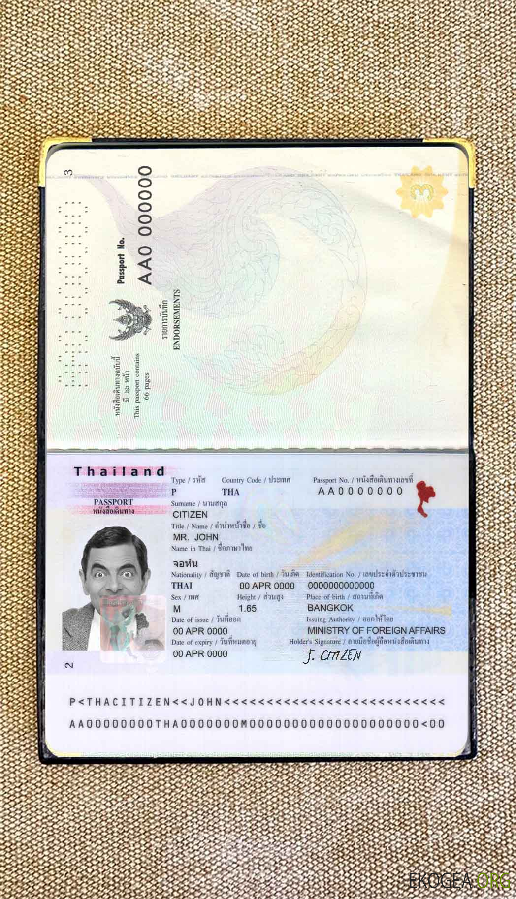 Look photo du passeport thaïlandais